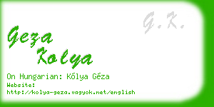 geza kolya business card